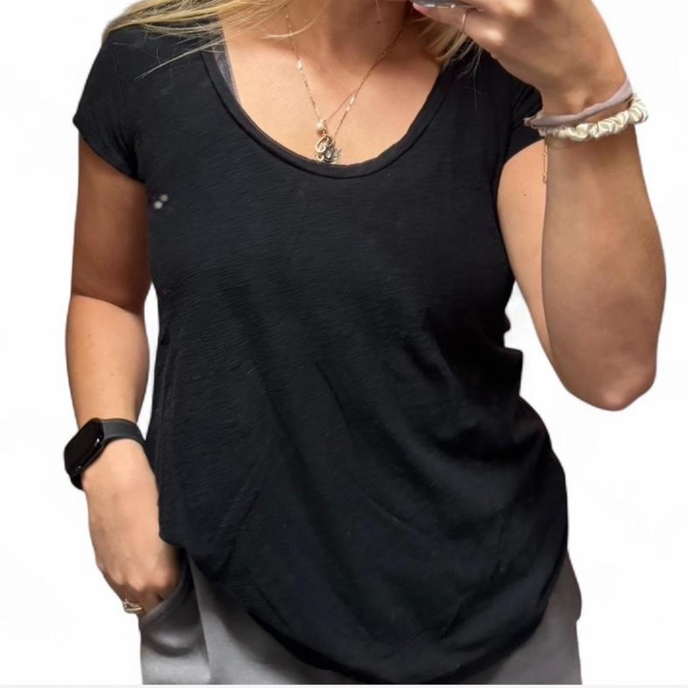 James Perse Black Short Sleeve Tee Cotton Slub Basic size small 1